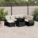 Maison Chic Seti vrtnega pohištva - Vrtna garnitura - Vrtni pohištvo set 8-delna z blazinami črn poli ratan, (21800254) | Shoptok.si
