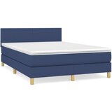 vidaXL Krevet s oprugama i madracem plavi 140 x 190 cm od tkanine | shoptok.hr