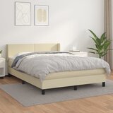 Krevet s oprugama i madracem krem 140x200 cm od umjetne kože | Eponuda.com