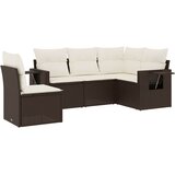  5-dijelni set vrtnih sofa s jastucima poliratan smeđi | shoptok.hr