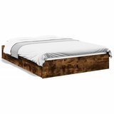vidaXL Posteljni okvir s predali dimljen hrast 120x200 cm inž. les | Shoptok.si