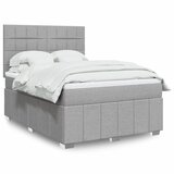 vidaXL Box spring posteljni z vzmetnico svetlo siv 140x190 cm blago | Shoptok.si