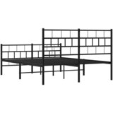  Metalni okvir kreveta uzglavlje i podnožje crni 135x190 cm | shoptok.hr