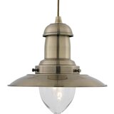 Searchlight Fisherman 1 viseča svetilka s svetlobno kupolo, antična medenina, prozorno steklo, srednja, E27, (22100802) | Shoptok.si