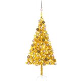vidaXL Novoletna jelka z LED lučkami in bučkami zlata 180 cm PET | Shoptok.si