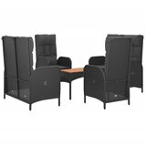  5-dijelni vrtni blagovaonski set s jastucima od poliratana crni Crna | Shoptok.si