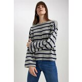 Defacto Relax Fit Crew Neck Striped Sweater cene