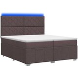  LED okvir za krevet s madracem Tamno smeđa 200 x 200 cm Tkanina | shoptok.hr