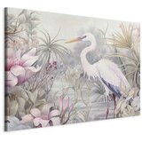  XXL slika - Heron wading in a pond - illustration in bright colours 150x100 | shoptok.hr