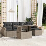 Maison Chic Seti vrtnega pohištva - Vrtna garnitura - Vrtni pohištvo set 6-delna z blazinami siv poli ratan, (21805312) | Shoptok.si