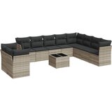  11-dijelni set vrtnih sofa poliratan s jastucima svijetlosivi | shoptok.hr