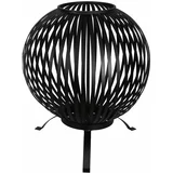 Esschert Design Ognjišče v obliki krogle črtasto črno karbonsko jeklo