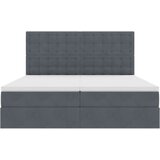  Krevet s od storage s madracem Tamno siva 200 x 200 cm Baršun - Tamno siva 200 x 200 cm Gumbi | shoptok.hr