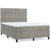 The Living Store Box spring postelja z vzmetnico svetlo siv 140x190 cm žamet - Box Spring Postelja, (21488678) | Shoptok.si