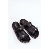 Boto Women's Smooth Platform Slippers With Straps And Buckles Black Ziferte | shoptok.hr