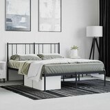  Metalni okvir za krevet s uzglavljem crni 140x200 cm | shoptok.hr