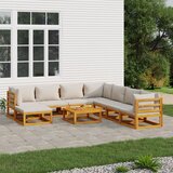 Maison Chic Seti vrtnega pohištva - Vrtna garnitura - Vrtni pohištvo set 9-delna svetlo sive blazine trden les, (21807099) | Shoptok.si