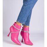 Gemre Pink stiletto ankle boots decorated with rhinestones Fantagaro | Shoptok.si
