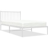 Maison Chic Kovinski Posteljni okvir - Enojna postelja - Postelja za odrasle z vzglavjem bel 100x200 cm, (21694430) Cene