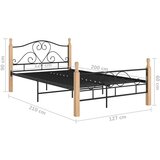  Za krevet crni metalni 120 x 200 cm | shoptok.hr