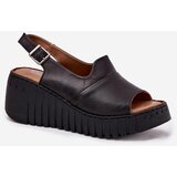 ARTIKER Ladies Sandals Made Of Natural Leather On Wedge Black | Shoptok.si
