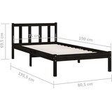  Okvir za krevet od borovine crni 75 x 190 cm jednokrevetni | shoptok.hr