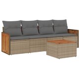  5-dijelni vrtni set sofa s jastucima bež od poliratana | shoptok.hr