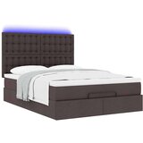 vidaXL Otomanski posteljni okvir z vzmetnico rjav 140x200 cm blago | Shoptok.si
