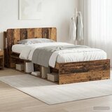  Okvir kreveta s pohranom s uzglavljem Staro drvo 90 x 190 cm | shoptok.hr