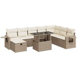  9-dijelni set vrtnih sofa s jastucima bež od poliratana Slike