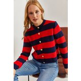Bianco Lucci Women's Thick Striped Knitwear Cardigan with Metal Buttons | shoptok.hr