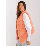 Fashion Hunters Asymmetrical fur vest peach cene