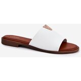 EVENTO Womens Eco Leather Slippers On Flat Heel White Maliha | Shoptok.si