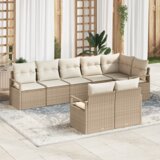 vidaXL 8-delni vrtni kavč set z blazinami bež poli ratan | Shoptok.si