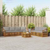  Setovi sofa 8 kom. Prirodna i svijetlo siva Čvrsto drvo akacije | shoptok.hr