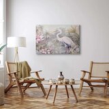  Slika - Heron wading in a pond - illustration in bright colours 30x20 Na talijanskom platnu | shoptok.hr