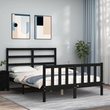 Maison Chic Posteljni okvir - Dvoposteljna postelja - Zakonska postelja z vzglavjem črn 140x190 cm trden les-J15979, (21761985) | Shoptok.si