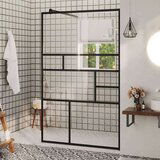 Pregrada za tuširanje s prozirnim staklom ESG 100 x 195 cm crna | shoptok.hr