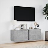  Zidni TV ormarić s LED svjetlima siva boja betona 100x31x35 cm | shoptok.hr