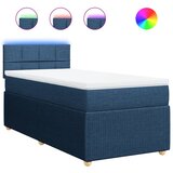vidaXL Box spring postelja z vzmetnico modra 90x190 cm blago, (21291153) Cene