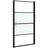 vidaXL Vrata za tuš-kabinu 100x178 cm napola mutno kaljeno staklo crna | shoptok.hr