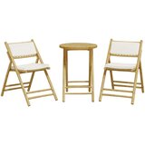  3-dijelni sklopivi bistro set s krem bijelim jastucima bambus | Eponuda.com