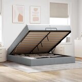 vidaXL Otomanski posteljni okvir z vzmetnicami siv 200x200 cm blago | Shoptok.si