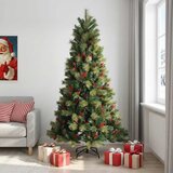  Umjetno božićno drvce s nogom 210 cm PVC i metal Zelena - 210 cm bez LED svjetala | shoptok.hr