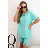 Kesi Włoski Women's cotton set with short sleeves and shorts mint | shoptok.hr