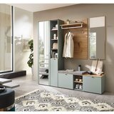 XORA garderobna klop žajbljevo zelena, hrast artisan | Shoptok.si