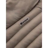 Ombre Men's lightweight jacket of combined materials with hood and decorative quilting - black | shoptok.hr