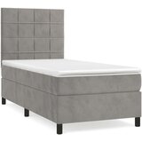 Box spring postelja z vzmetnico svetlo siva 90x200 cm žamet, (20790211) | Shoptok.si