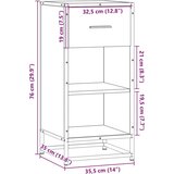 vidaXL Komoda crna 35,5 x 35 x 76 cm konstruirano drvo i metal | shoptok.hr