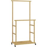 Nesta Premično stojalo za oblačila iz bambusa, garderobni regal s palico in polico za čevlje, naravni les, 80x40x160 cm, večnamensko shranjevanje, (5000493236) | Shoptok.si